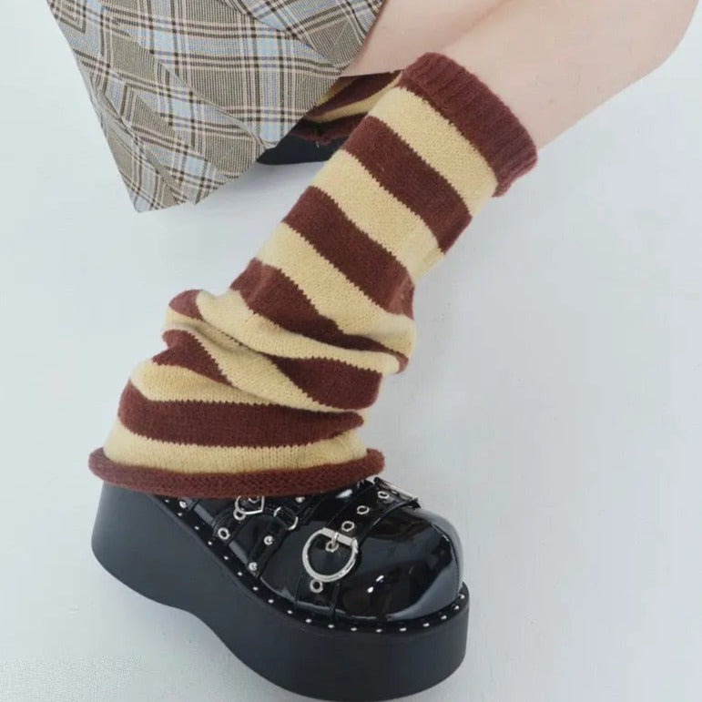 Free Shipping For 'Crepes' Kawaii Goth Striped Colorful Leg Warmers