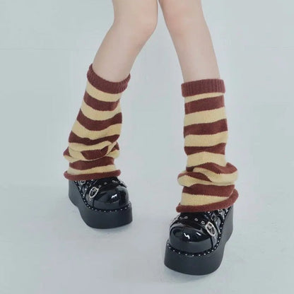 Free Shipping For 'Crepes' Kawaii Goth Striped Colorful Leg Warmers