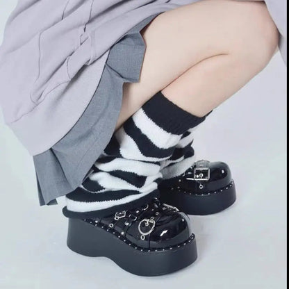 Free Shipping For 'Crepes' Kawaii Goth Striped Colorful Leg Warmers