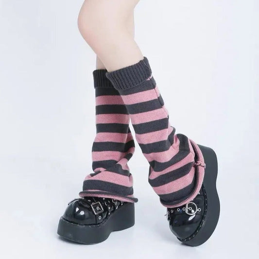 Free Shipping For 'Crepes' Kawaii Goth Striped Colorful Leg Warmers