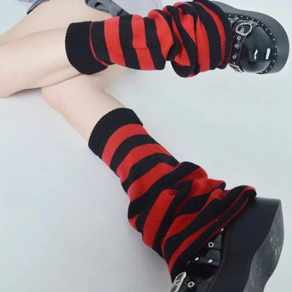 Free Shipping For 'Crepes' Kawaii Goth Striped Colorful Leg Warmers