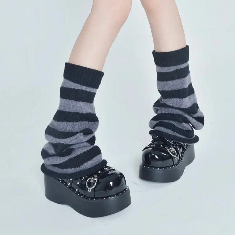 Free Shipping For 'Crepes' Kawaii Goth Striped Colorful Leg Warmers