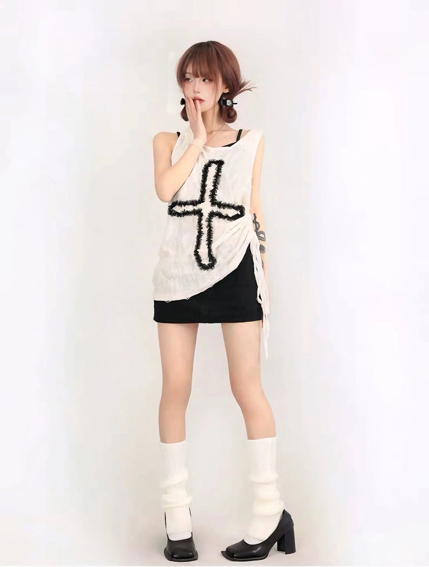 Free Shipping For 'Cross' Alt Drawstring Cross Tank Top