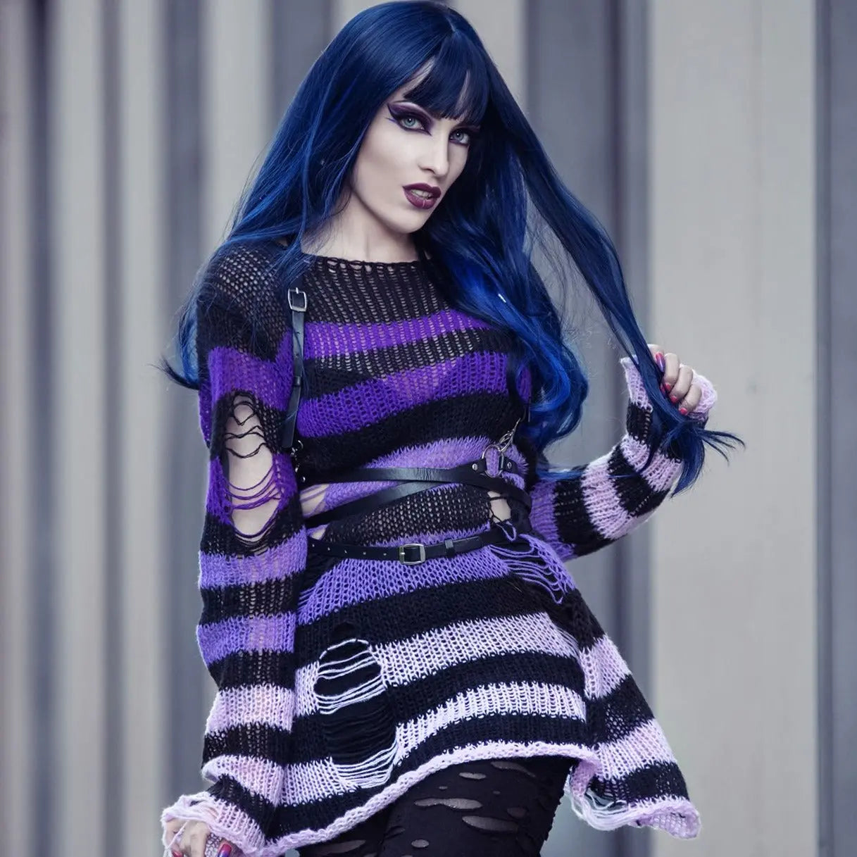 Free Shipping For 'CrossRoads' Striped Grunge Gradient Sweater