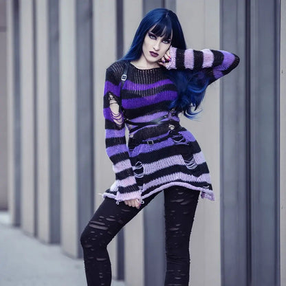 Free Shipping For 'CrossRoads' Striped Grunge Gradient Sweater