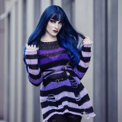 Free Shipping For 'CrossRoads' Striped Grunge Gradient Sweater