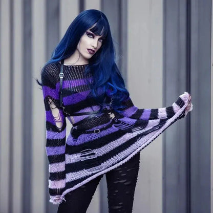 Free Shipping For 'CrossRoads' Striped Grunge Gradient Sweater