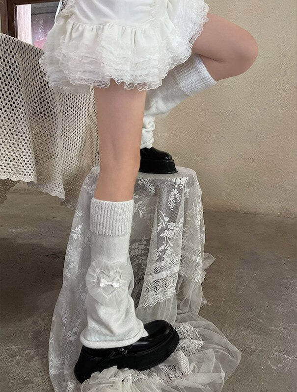 Sexy Lolita lace heart bows leg warmers