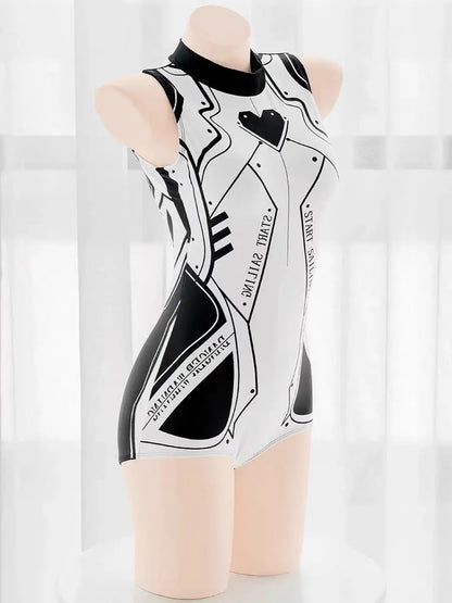 Free Shipping For 'Cyber Girl' Black & White Robot Costume BodySuit