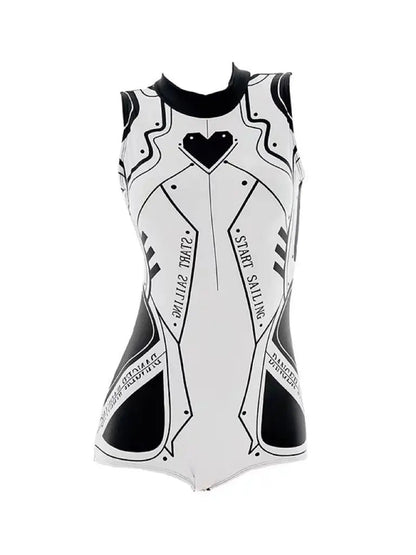 Free Shipping For 'Cyber Girl' Black & White Robot Costume BodySuit