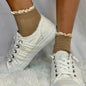 SHORTY  lace topped ankle socks - tan