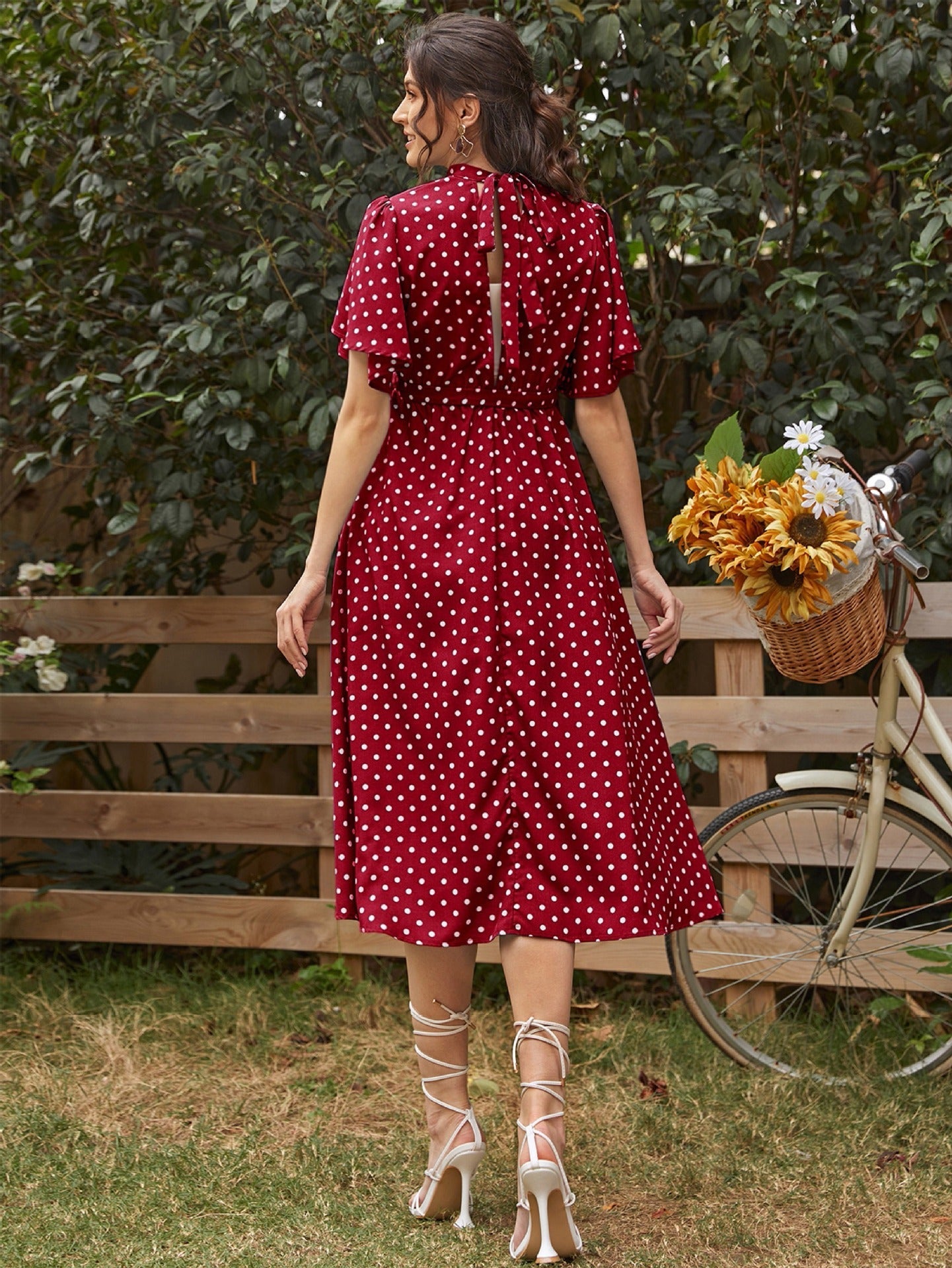 Free Shipping ForFashionable and comfortable short sleeved polka dot chiffon maternity dress with straps