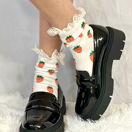 STRAWBERRY  lace top ankle sock