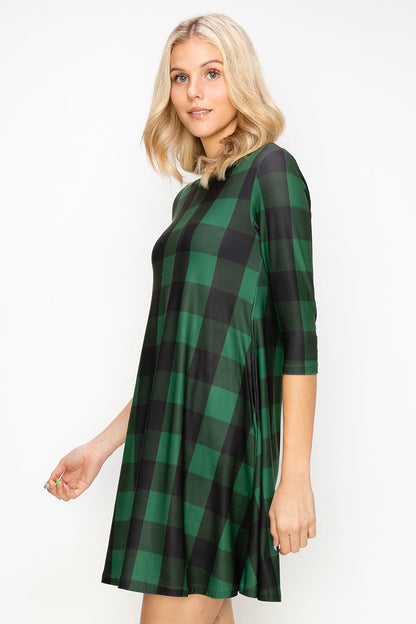 Free Shipping For Checkered Plaid A-Line Christmas Dress