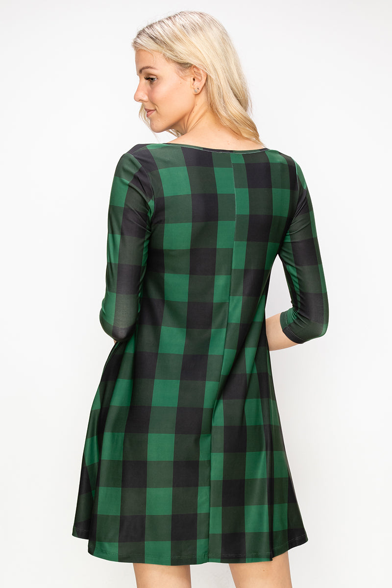 Free Shipping For Checkered Plaid A-Line Christmas Dress