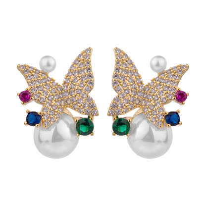 Free Shipping For Golden Plated Korean Style Butterfly Earrings