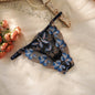 Free Shipping For Blue Embroidered Mesh Sheer Thong