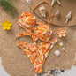 Free Shipping For Orange Cross Bandage Back Tie Halter Bikini Set