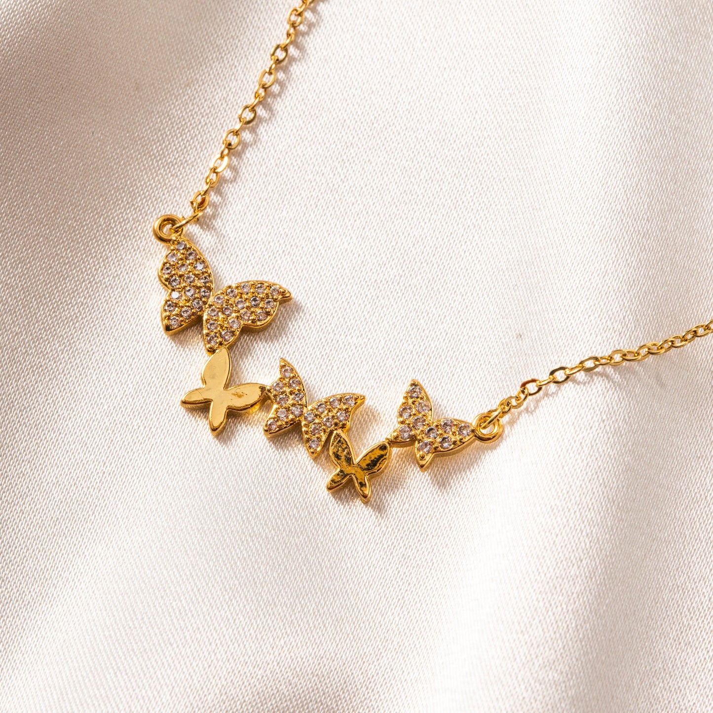 18K Gold Plated 5-Butterfly Necklace