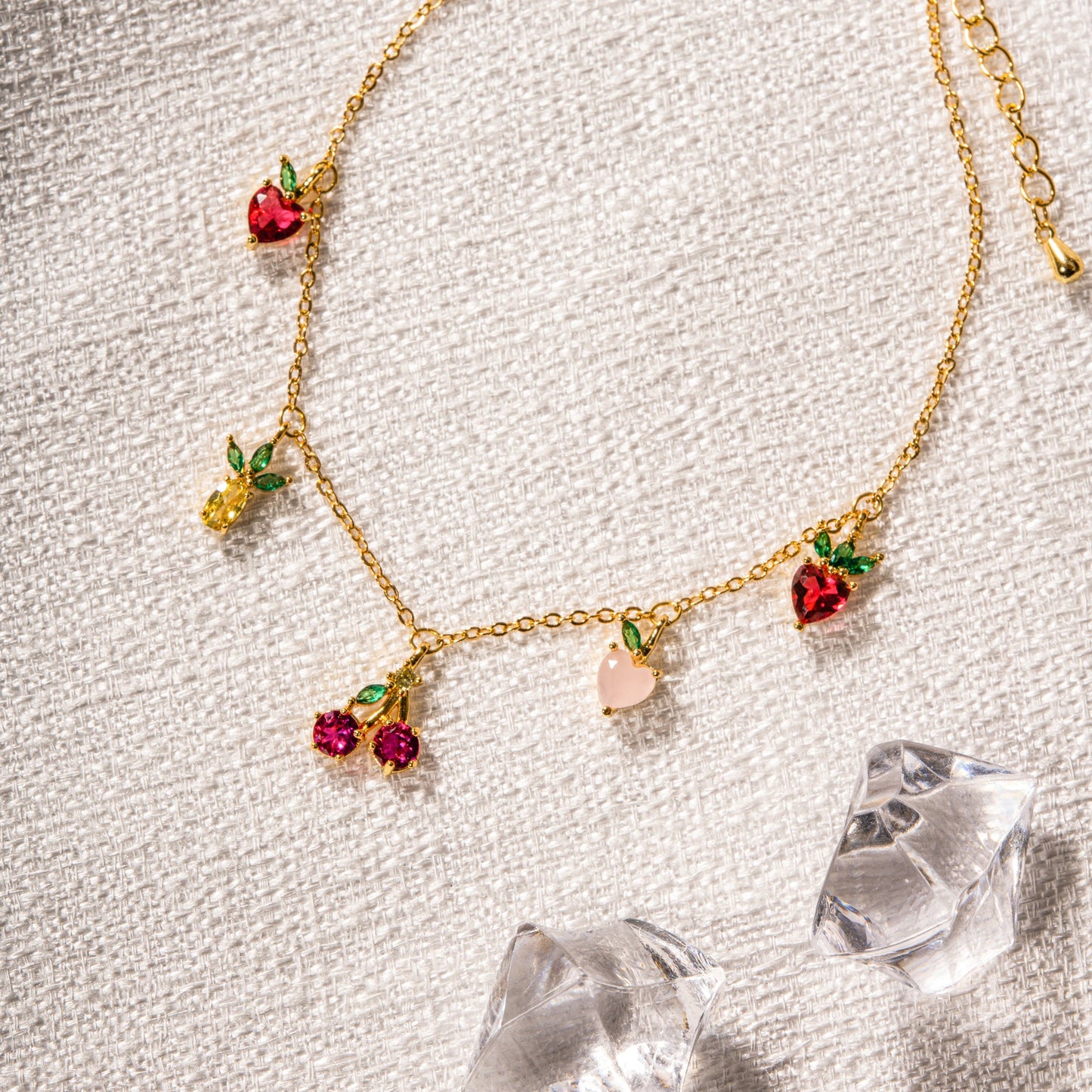 Free Shipping For Golden Plated Gold Fruit Strawberry&Cherry Anklet