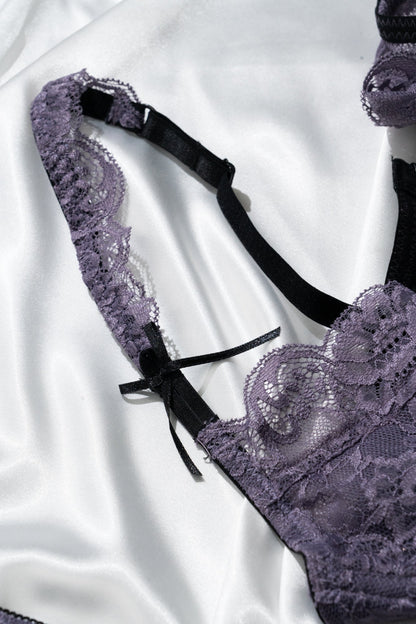 Free Shipping For Purple Lavender Lace Bra Adjustable Sheer Lace Bra