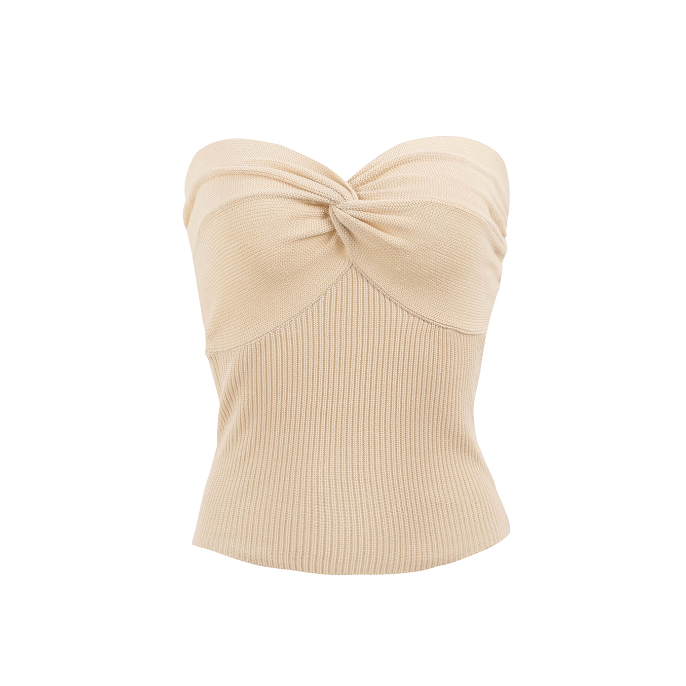 Free Shipping For White Hollow Knitted Twist Front Strapless Crop Top