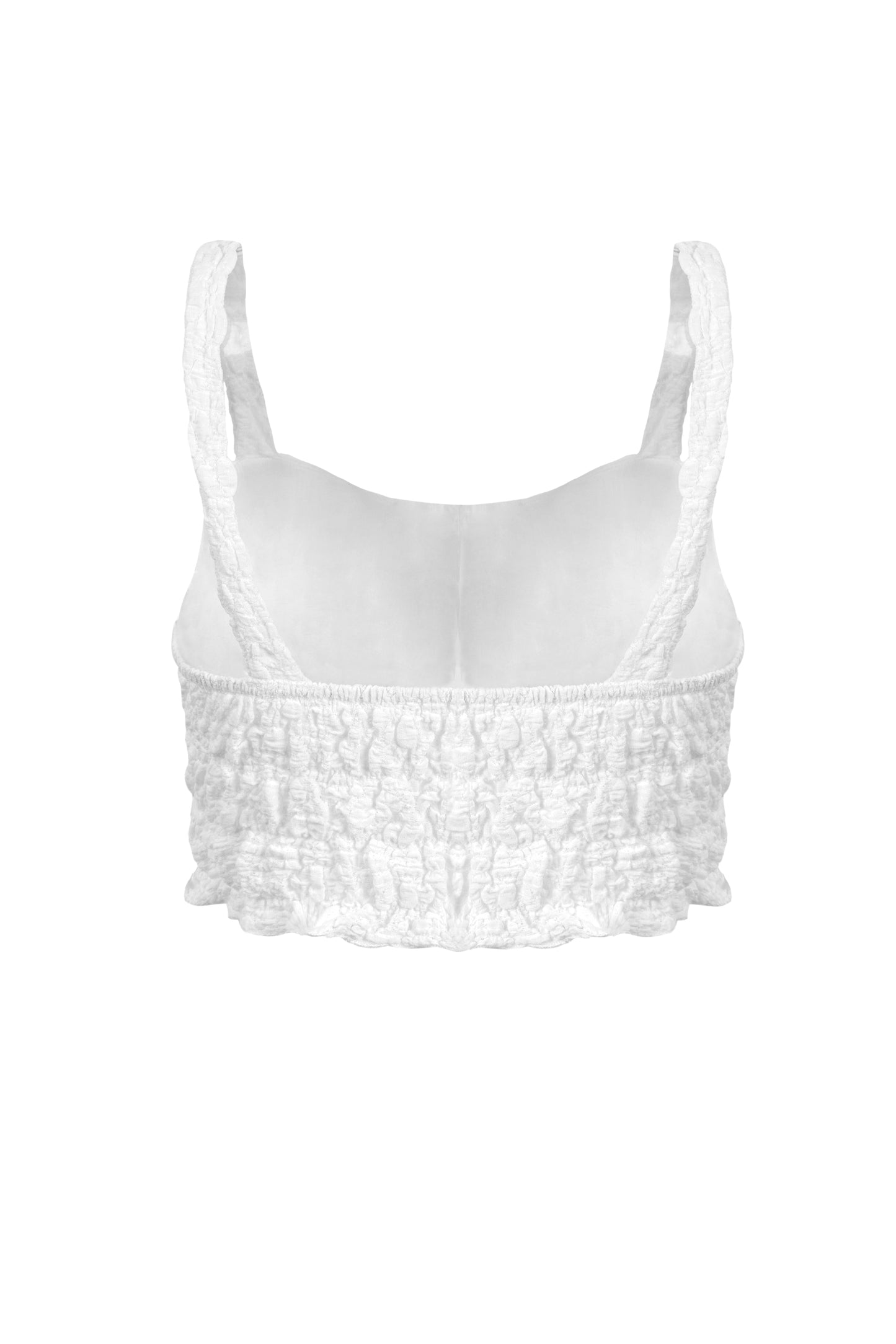 Free Shipping For White Stretchy Lace Button Front Crop Top