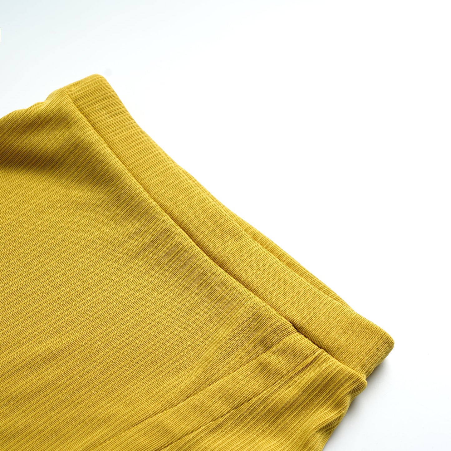 Free Shipping For Yellow Solid Ribbed Polo Neck Buttons Crop Top With Slit Mini Dress