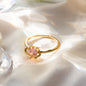 Free Shipping For Golden Plated Pink diamond gold love Ring