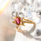 Free Shipping For Golden Plated Five-pointed star Inlaid Ruby Ring