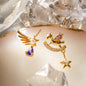 Free Shipping For Golden Plated Pony Tassel Pendant Stud Earrings