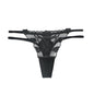 Floral Embroidery Double Straps Mesh Thong