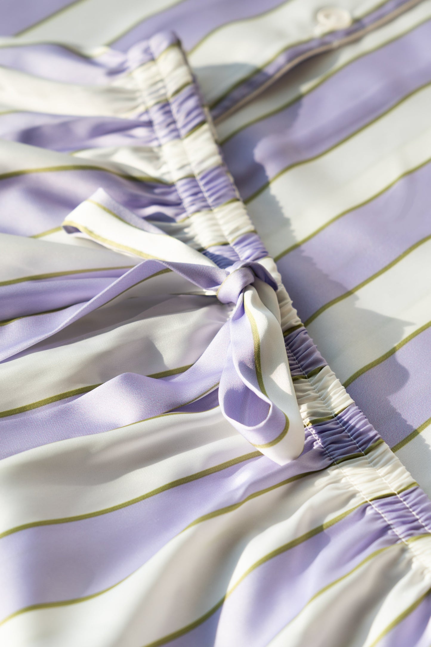 Free Shipping For Purple & White Stripes Silky Satin Pajamas Set