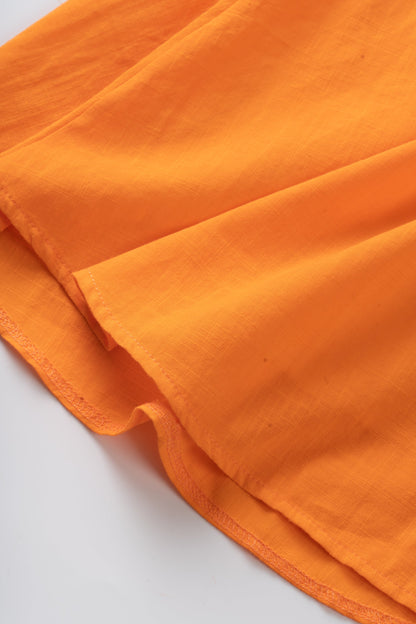 Free Shipping For Orange Basic Tie Back Cotton Mini Dress