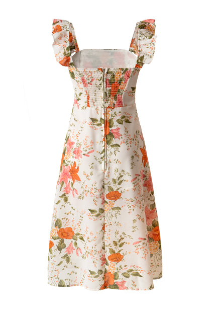 Free Shipping For Floral Print A-line Midi Dress