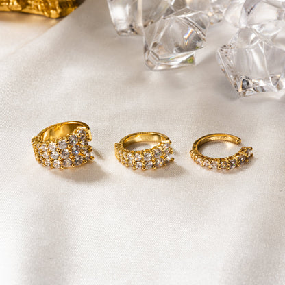 Free Shipping For Golden Plated Diamond Domed Starburst Huggie Earring