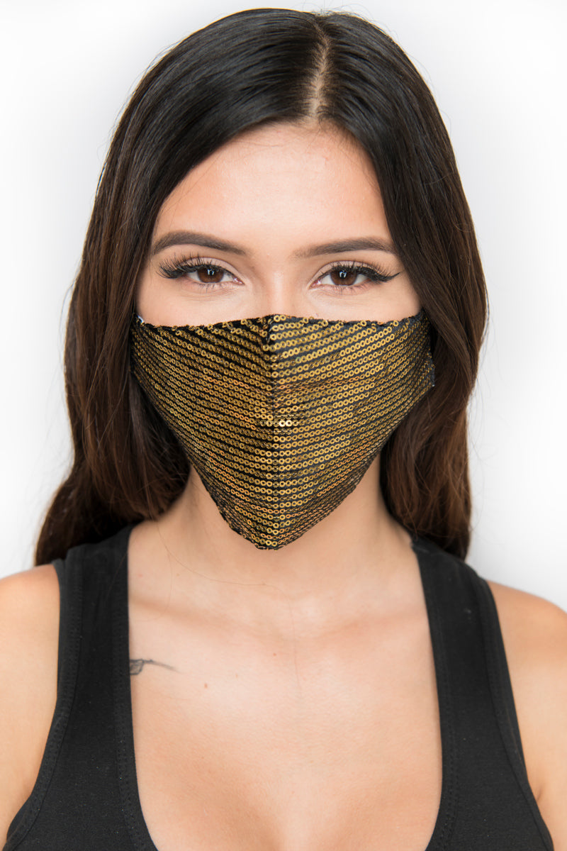 Free Shipping For Sequin Face Mask - Gold