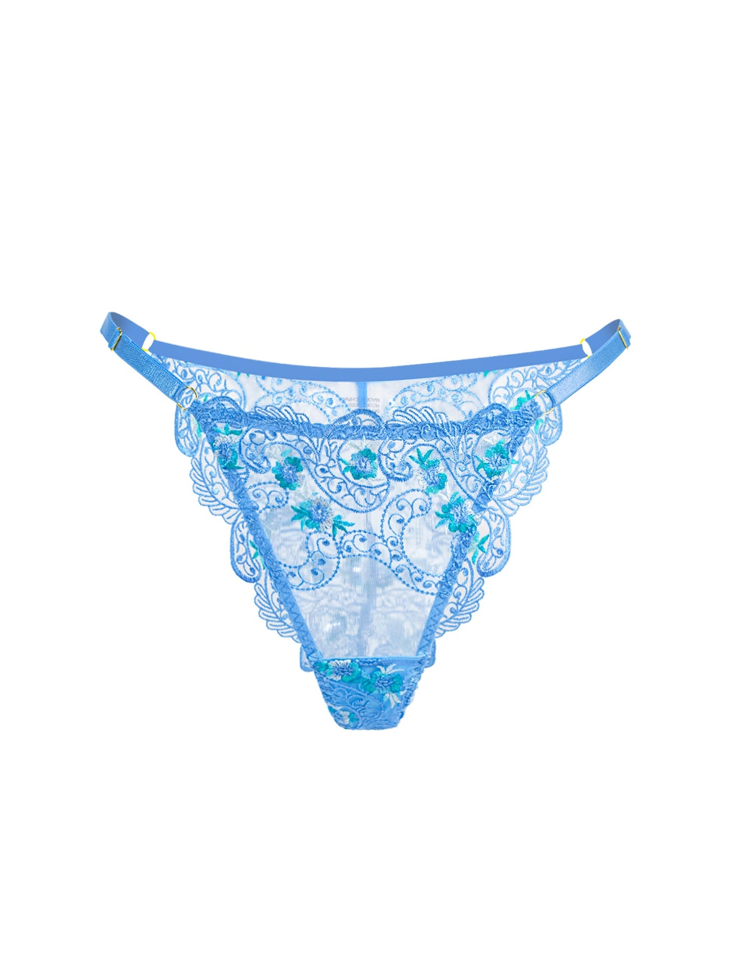 Free Shipping For  Blue  Embroidered Thong