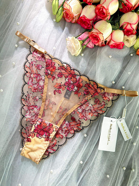 Free Shipping For Blossom Elegance Lace Embroidery Thong