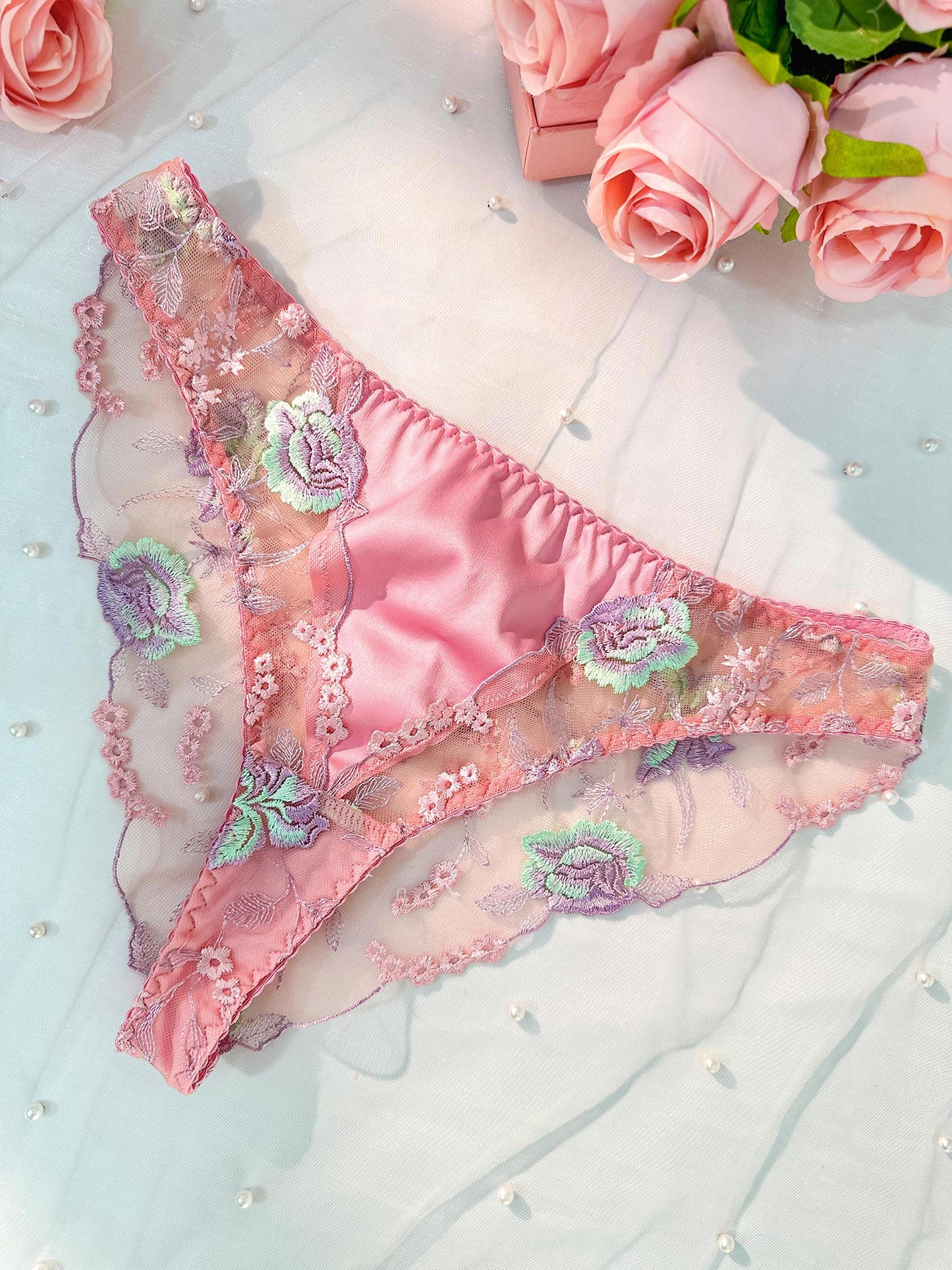 Free Shipping For  Pink Floral Thong