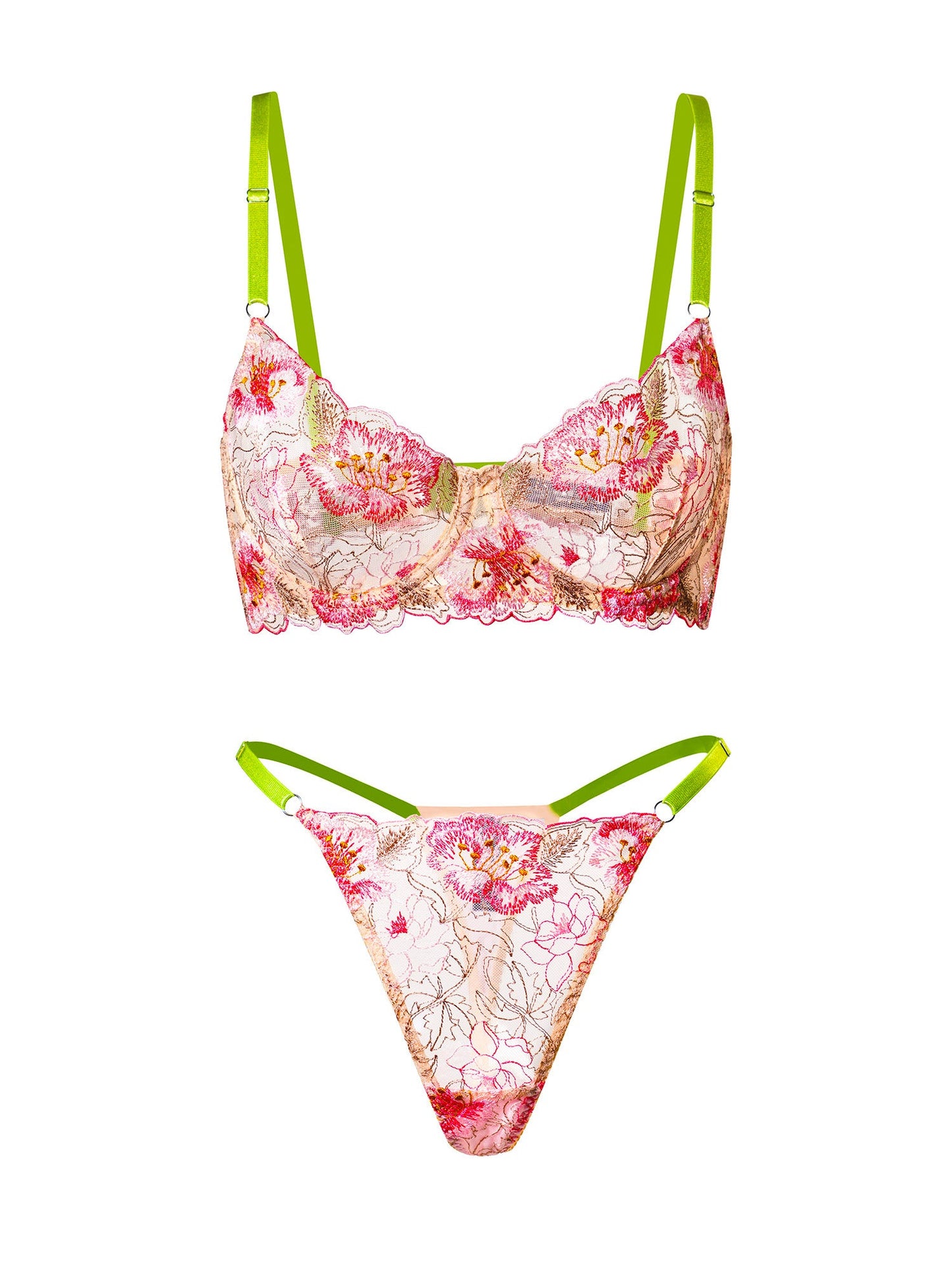 Free Shipping For  Colorful Floral Lingerie Set