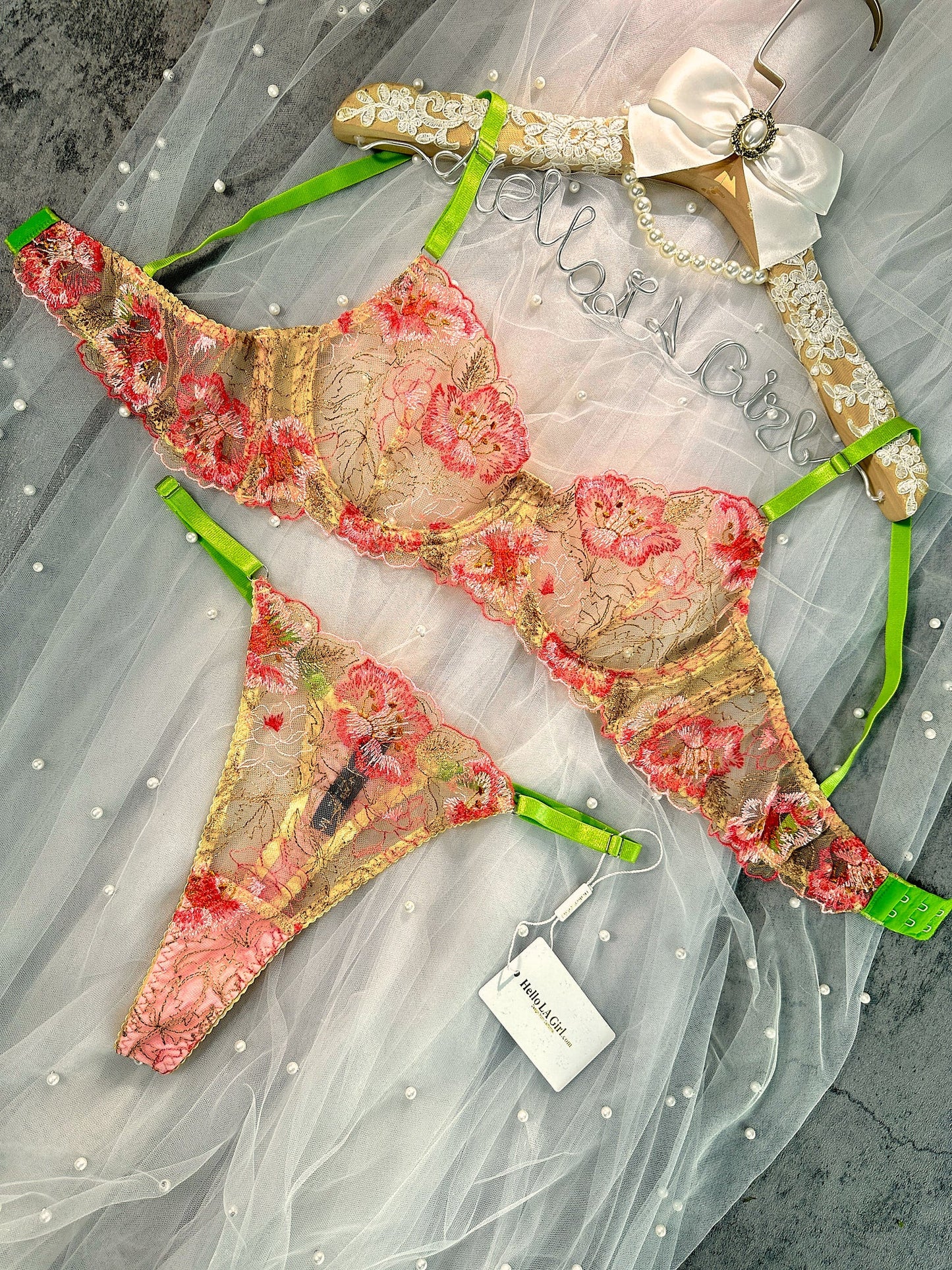 Free Shipping For  Colorful Floral Lingerie Set