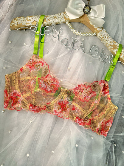 Free Shipping For  Colorful Floral Lingerie Set