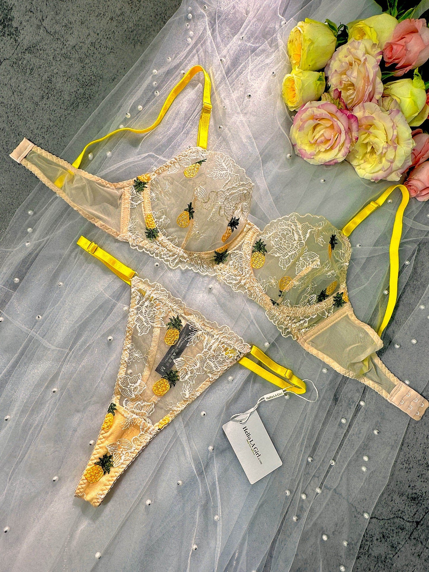 Free Shipping For  Yellow Pineapple Lingerie Set