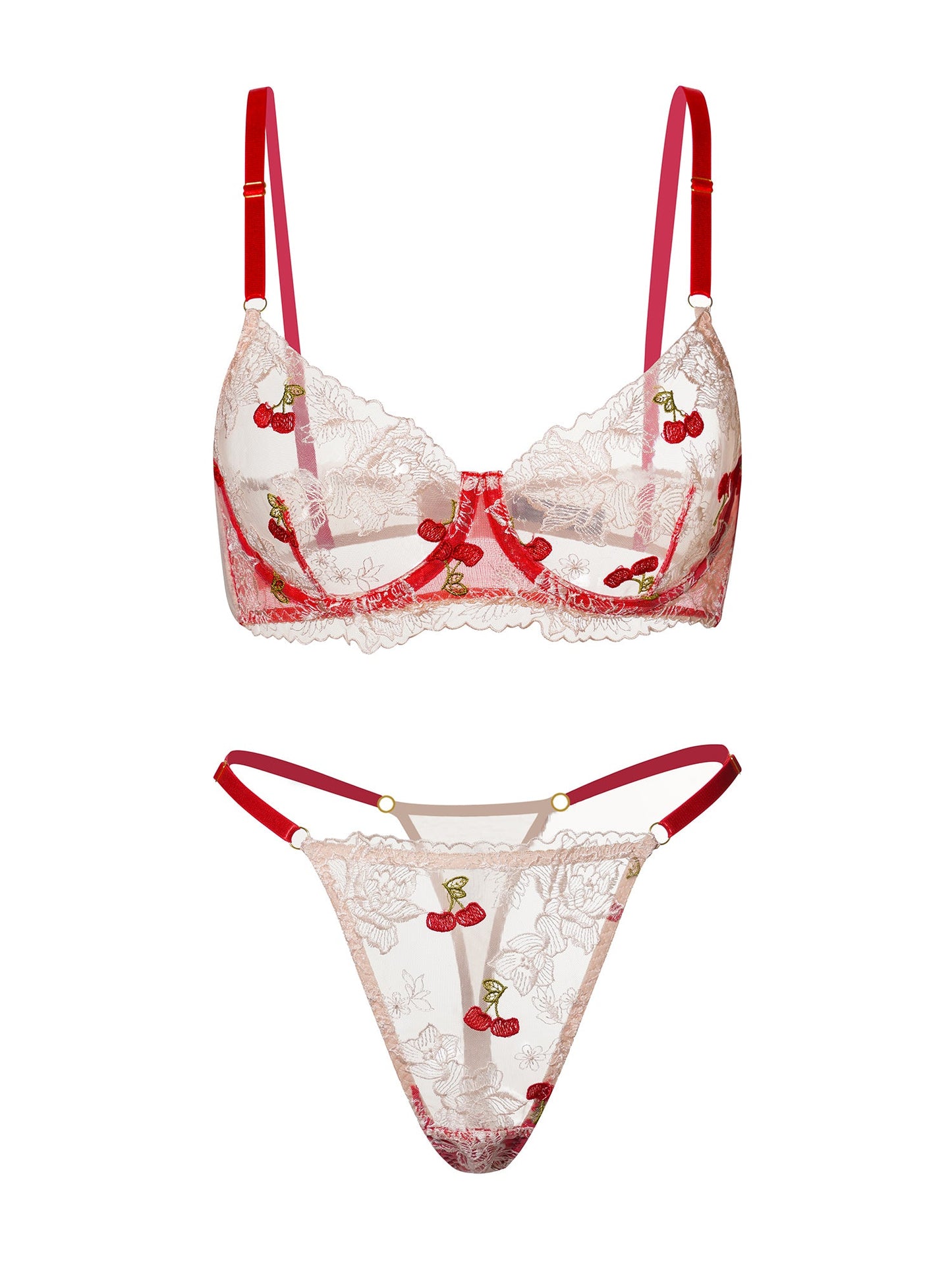 Free Shipping For  Red Cherry Lingerie Set