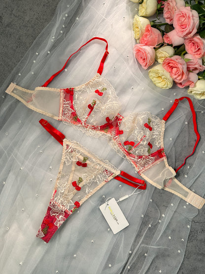 Free Shipping For  Red Cherry Lingerie Set