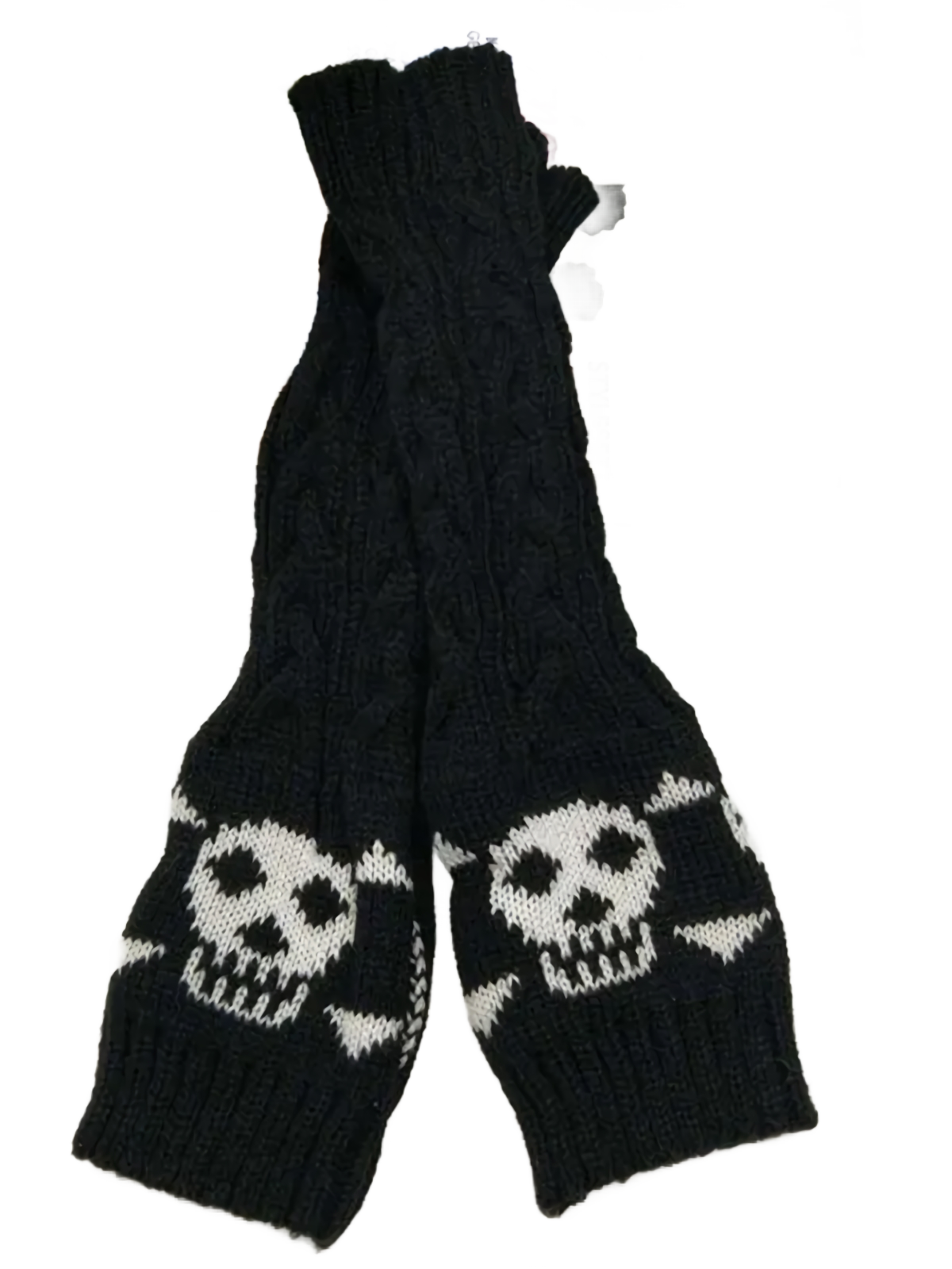 Skull Knit Fingerless Gloves