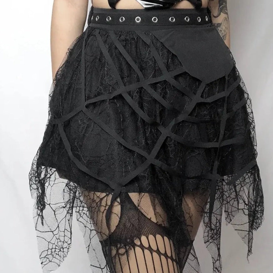 Free Shipping For 'Dark Nest' Spider Ripped Grunge Skirts