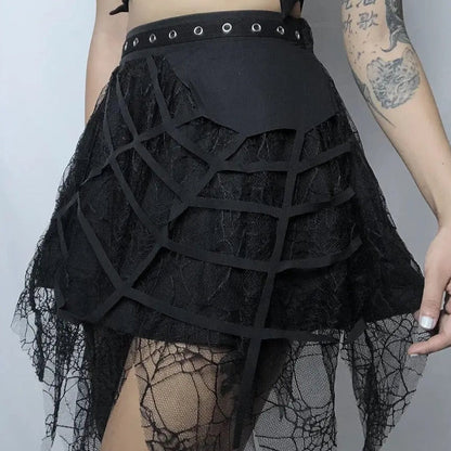 Free Shipping For 'Dark Nest' Spider Ripped Grunge Skirts