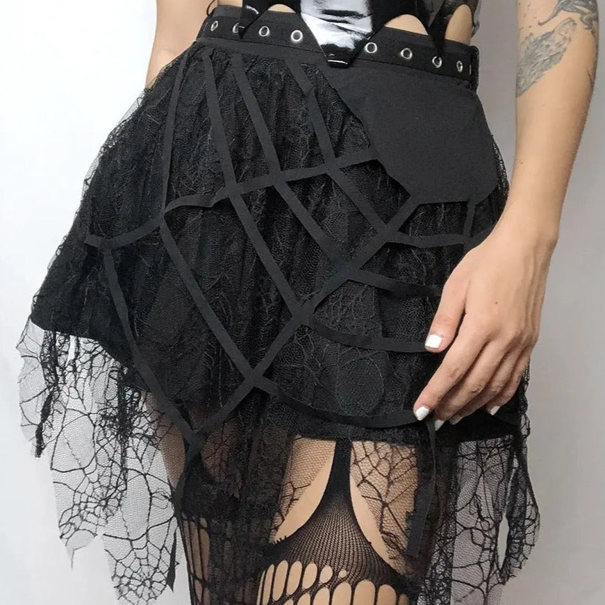 Free Shipping For 'Dark Nest' Spider Ripped Grunge Skirts